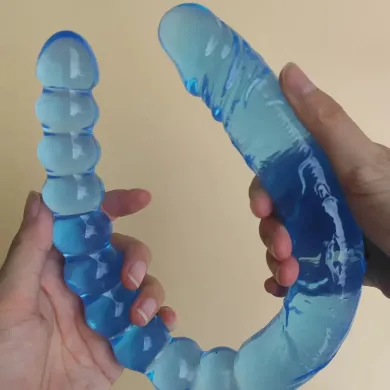 U-Shaped Blue Transparent, Soft, And Elastic Dual-Purpose Female Masturbator