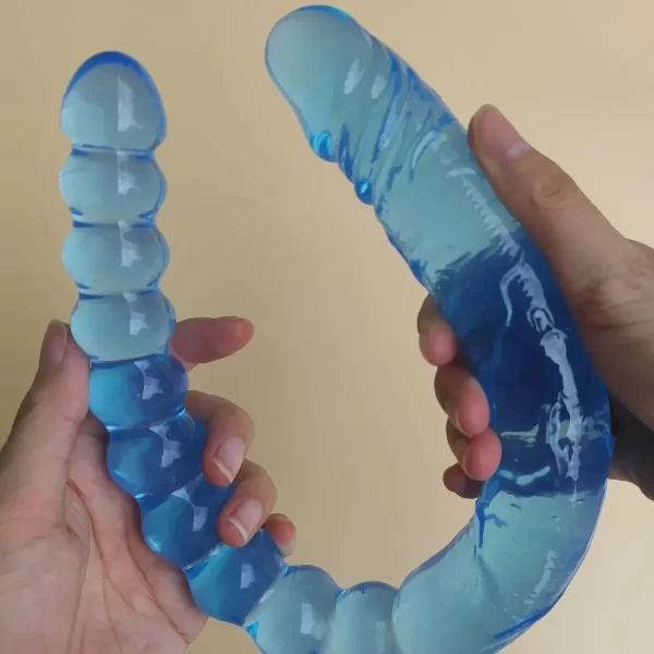 U-Shaped Blue Transparent, Soft, And Elastic Dual-Purpose Female Masturbator
